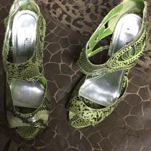 Green Snake skin heels